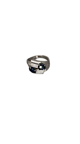 Bague 53 Bague en or blanc, saphirs et diamants 58 Facettes Bague 001