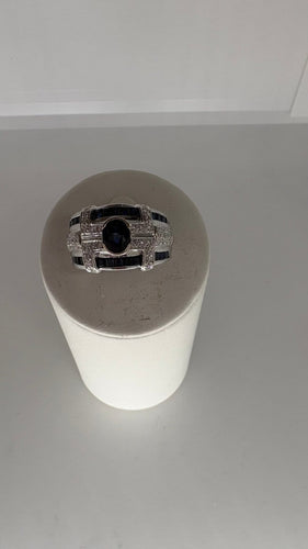Bague 52 Bague en or blanc avec saphirs et diamants 58 Facettes Bague 001