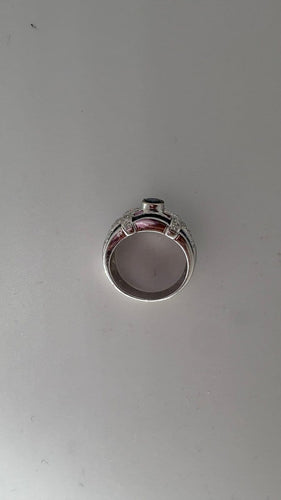 Bague 52 Bague en or blanc avec saphirs et diamants 58 Facettes Bague 001