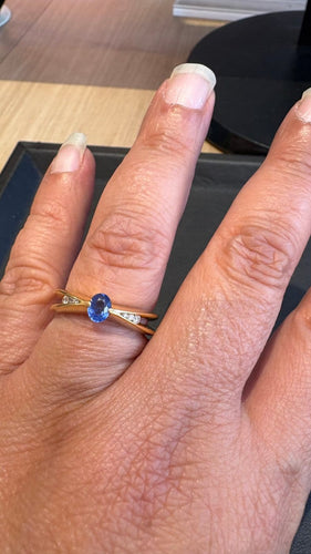 Bague 56 Bague saphir et diamants en or jaune 58 Facettes Bague 001