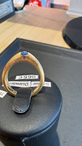 Bague 56 Bague saphir et diamants en or jaune 58 Facettes Bague 001