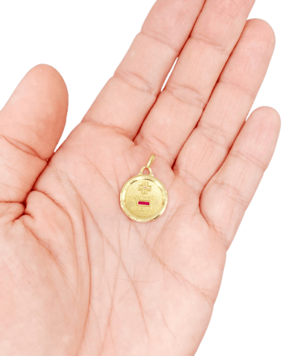 Pendentif Augis - Pendentif médaille d'amour en or 18k, diamant et rubis 58 Facettes A07468
