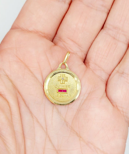 Pendentif Augis - Pendentif médaille d'amour en or 18k, diamant et rubis 58 Facettes A07468