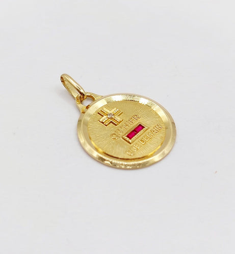 Pendentif Augis - Pendentif médaille d'amour en or 18k, diamant et rubis 58 Facettes A07468