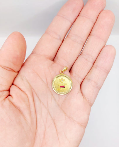 Pendentif Augis - Pendentif médaille d'amour en or 18k, diamant et rubis 58 Facettes A07471