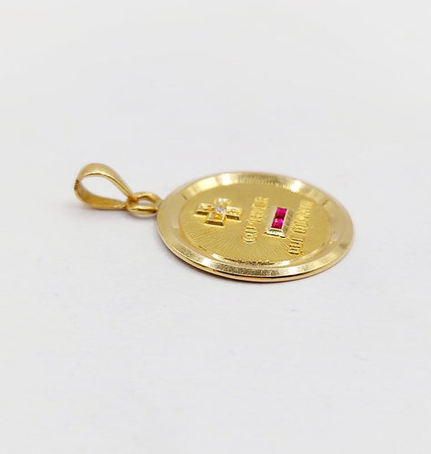Pendentif Augis - Pendentif médaille d'amour en or 18k, diamant et rubis 58 Facettes A07471