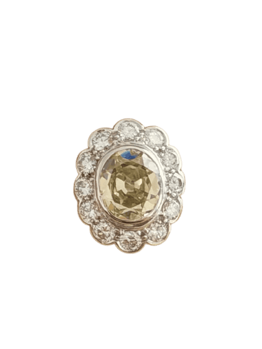 Bague 52 Pompadour - Bague en or blanc et platine, diamant jaune 58 Facettes adadda
