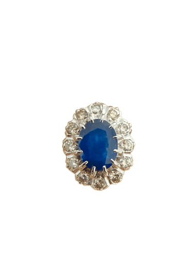 Bague 54 Marguerite - Bague en or blanc, saphir et diamants 58 Facettes adada