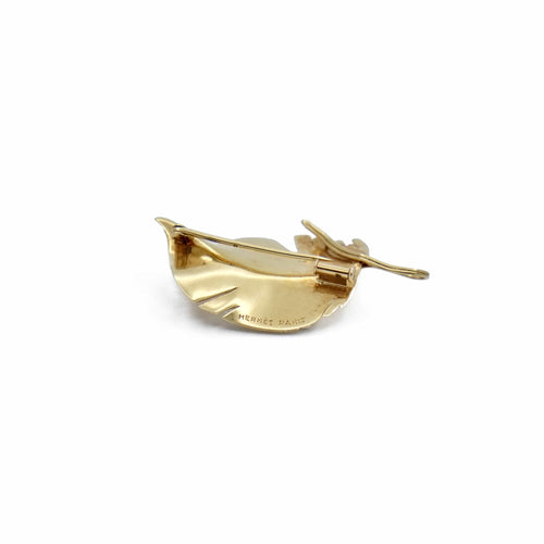 Broche Hermès - Broche Plume en or jaune 58 Facettes REF23126CF