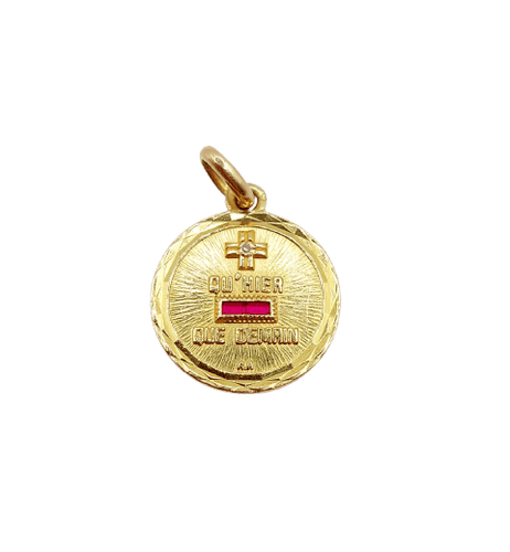 Pendentif Augis - Pendentif médaille d'amour en or 18k, diamant et rubis 58 Facettes A07472