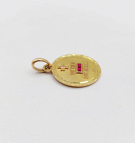 Pendentif Augis - Pendentif médaille d'amour en or 18k, diamant et rubis 58 Facettes A07472