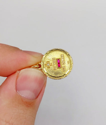 Pendentif Augis - Pendentif médaille d'amour en or 18k, diamant et rubis 58 Facettes A07472