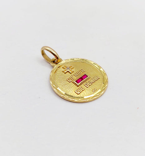 Pendentif Augis - Pendentif médaille d'amour en or 18k, diamant et rubis 58 Facettes A07472