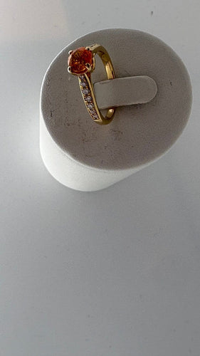 Bague 52 Bague en or jaune avec saphir orange et diamants 58 Facettes Bague 35121