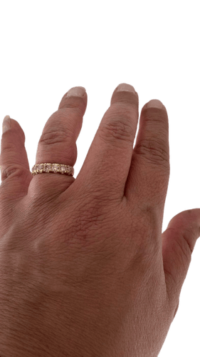 Bague 48 Demi-alliance - Bague en or jaune et diamants 58 Facettes Bague 11336