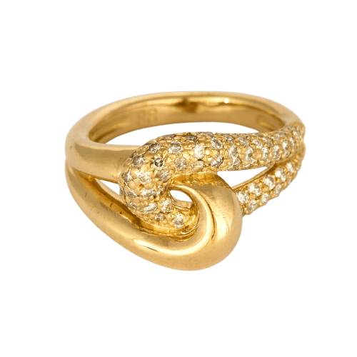 Bague nœud d’Héraclès en or jaune et diamants