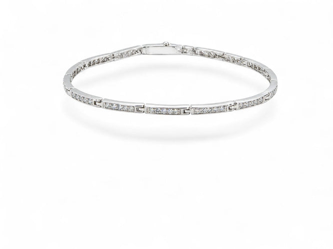 Bracelet Ligne Éclatante - Bracelet en or blanc et diamants 58 Facettes fb2