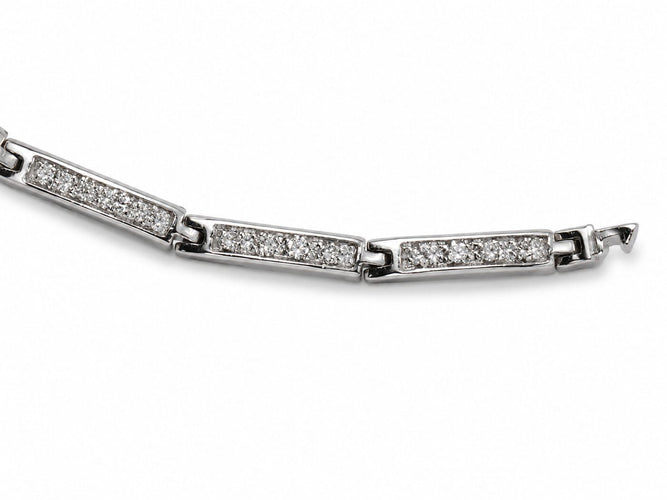 Bracelet Ligne Éclatante - Bracelet en or blanc et diamants 58 Facettes fb2