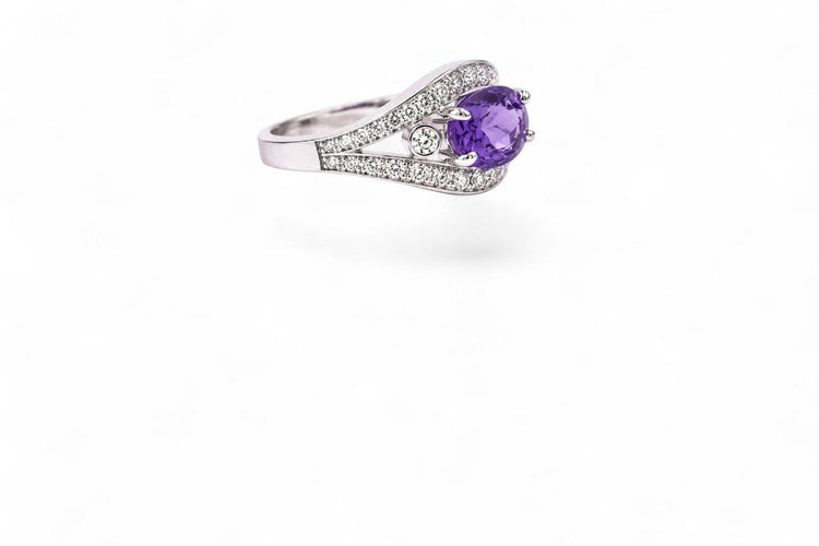 Bague 53 Papillon de Ceylan - Bague en or blanc, saphir et diamants 58 Facettes fb5
