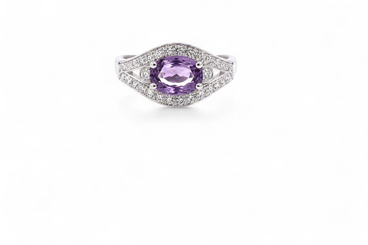 Bague 53 Papillon de Ceylan - Bague en or blanc, saphir et diamants 58 Facettes fb5