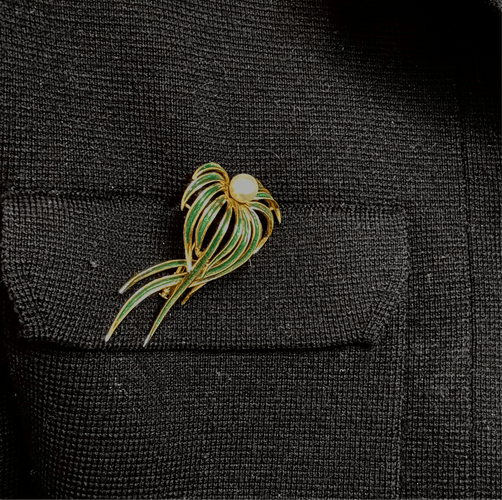 Broche Broche Posidonie en or jaune émaillé vert 58 Facettes REF25002-269
