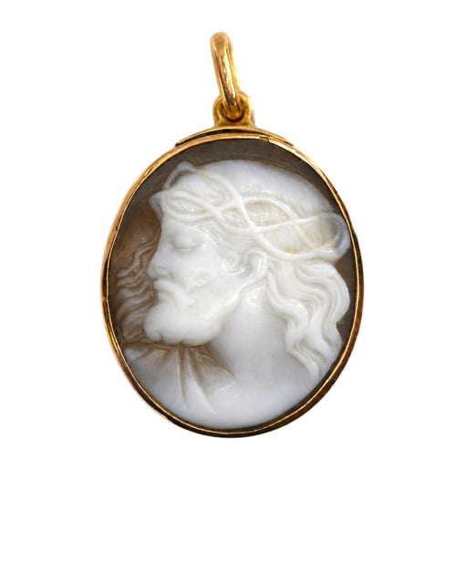 Pendentif Pendentif camée Jésus et Marie en or jaune et cornaline 58 Facettes fc