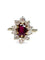 Bague 57 Bague marguerite en or blanc, rubis non chauffé et diamants 58 Facettes 1854