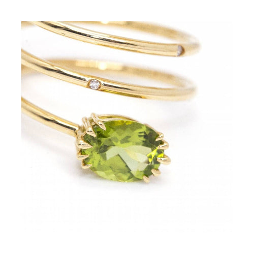 Bague Bague spirale en or jaune 18 ct, péridot et diamant 58 Facettes UKD360105