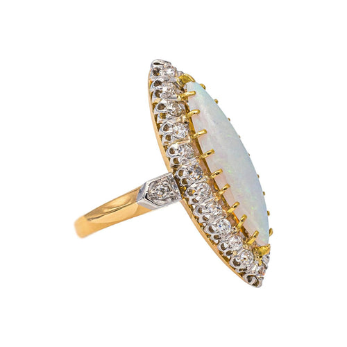 Bague 47.5 Bague marquise en or jaune et blanc, opale et diamants 58 Facettes 5062435CN