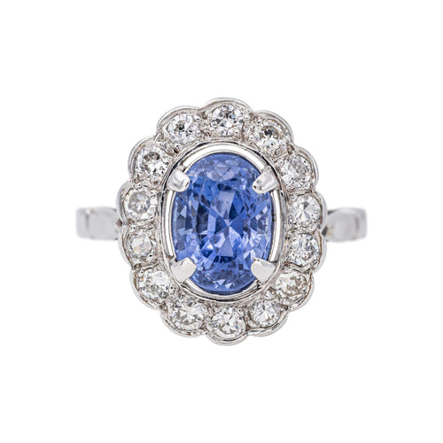 Bague 54 Pompadour - Bague en or blanc, platine, saphir et diamants 58 Facettes 5106609CN