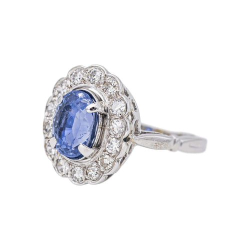 Bague 54 Pompadour - Bague en or blanc, platine, saphir et diamants 58 Facettes 5106609CN