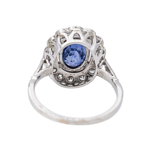Bague 54 Pompadour - Bague en or blanc, platine, saphir et diamants 58 Facettes 5106609CN