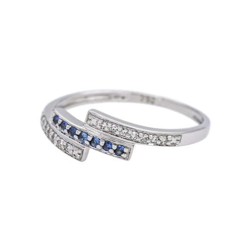 Bague 54 Bague en or blanc, diamants et saphirs 58 Facettes 4958836CN