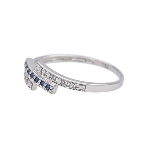 Bague 54 Bague en or blanc, diamants et saphirs 58 Facettes 4958836CN