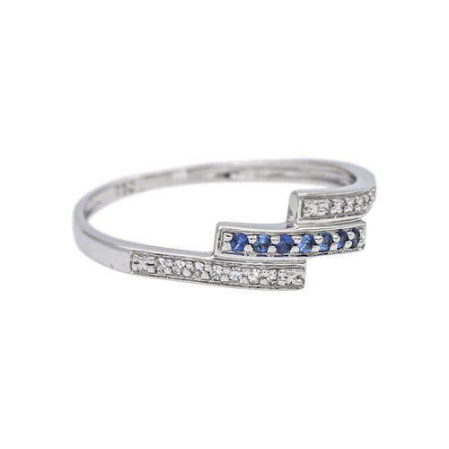 Bague 54 Bague en or blanc, diamants et saphirs 58 Facettes 4958836CN