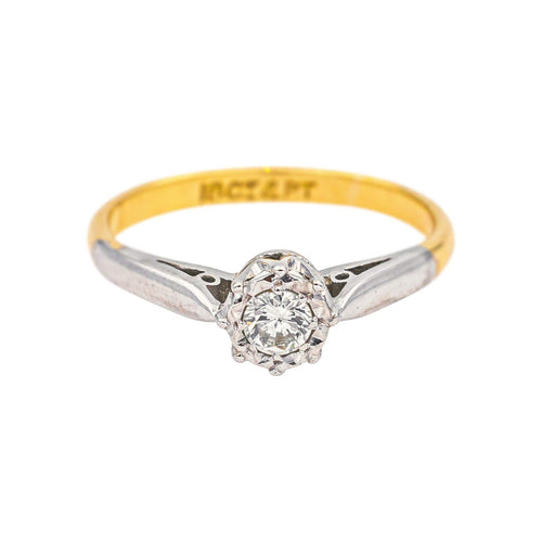 Bague 46 Bague solitaire en or jaune, platine et diamant 58 Facettes 5236222RV