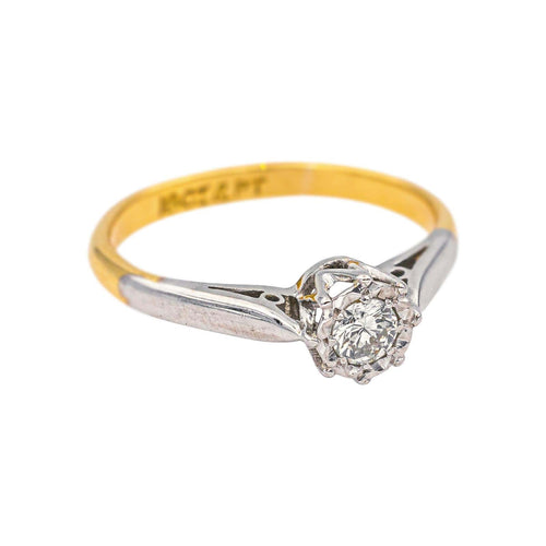 Bague 46 Bague solitaire en or jaune, platine et diamant 58 Facettes 5236222RV