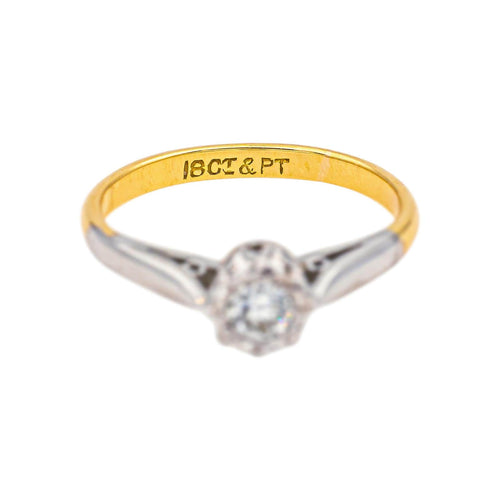Bague 46 Bague solitaire en or jaune, platine et diamant 58 Facettes 5236222RV