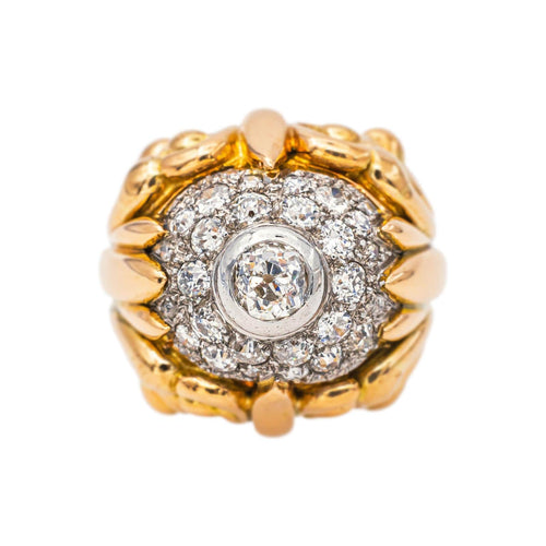 Bague 51 Bague cocktail en or jaune, or blanc et diamants 58 Facettes 5348121CN