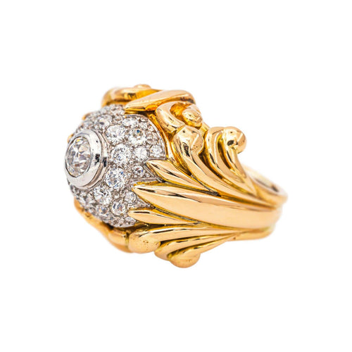 Bague 51 Bague cocktail en or jaune, or blanc et diamants 58 Facettes 5348121CN