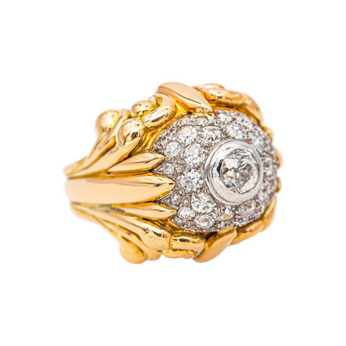 Bague 51 Bague cocktail en or jaune, or blanc et diamants 58 Facettes 5348121CN
