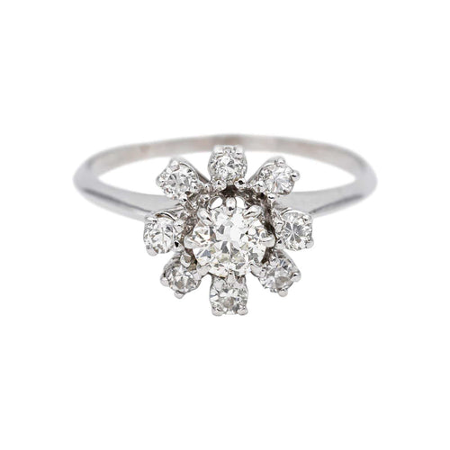 Bague 57.5 Marguerite - Bague en or blanc et diamants 58 Facettes 5450148CN