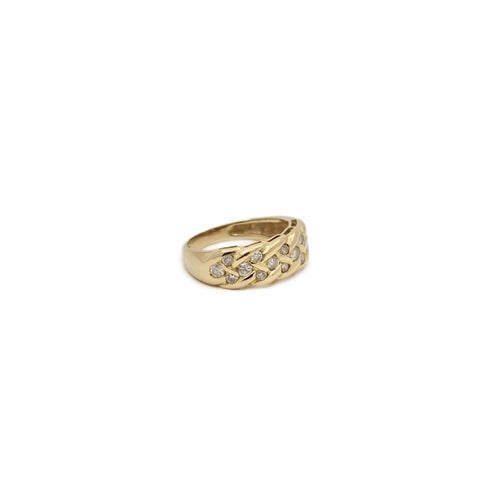 Bague 53 Bague épi en or jaune 18K et diamants 58 Facettes REF24093-256