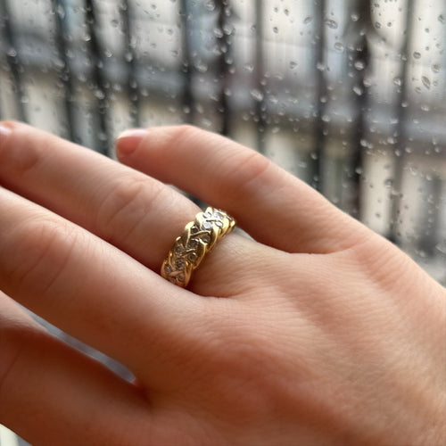 Bague 53 Bague épi en or jaune 18K et diamants 58 Facettes REF24093-256