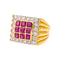 Bague 55 Bague chevalière en or jaune et blanc, rubis et diamants 58 Facettes 5560097CN