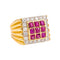 Bague 55 Bague chevalière en or jaune et blanc, rubis et diamants 58 Facettes 5560097CN