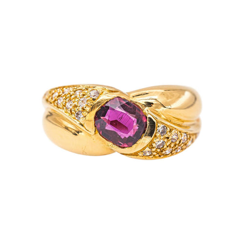 Bague 50 Bague en or jaune avec rubis et diamants 58 Facettes 5693504CN
