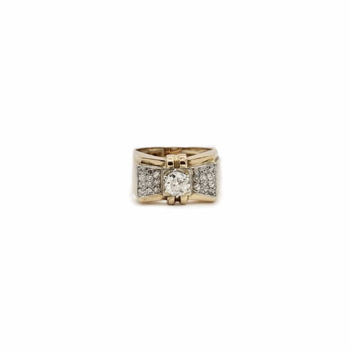 Bague 55 Bague tank nœud en or jaune, or gris et platine, diamant 58 Facettes REF24099CF-262