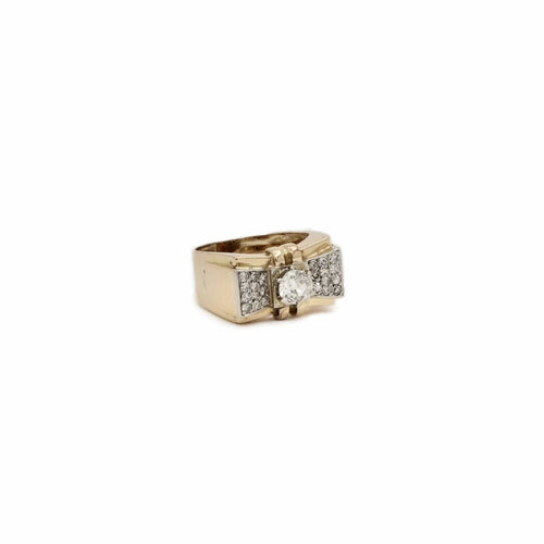Bague 55 Bague tank nœud en or jaune, or gris et platine, diamant 58 Facettes REF24099CF-262