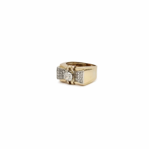 Bague 55 Bague tank nœud en or jaune, or gris et platine, diamant 58 Facettes REF24099CF-262